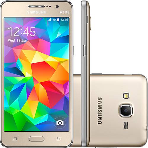 Tamanhos, Medidas e Dimensões do produto Smartphone Samsung Galaxy Gran Prime Duos 4G Dual Chip Desbloqueado Android Tela LCD TFT 5" 8GB WI-FI/3G/4G Câmera 8MP - Dourado