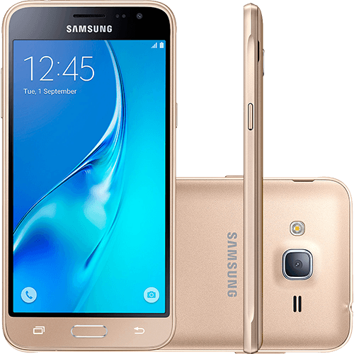 Tamanhos, Medidas e Dimensões do produto Smartphone Samsung Galaxy J3 Dual Chip Android 5.1 Tela 5'' 8GB 4G Wi-Fi Câmera 8MP - Dourado