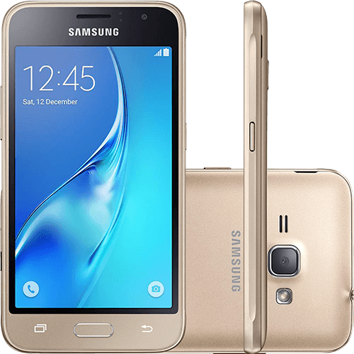 Tamanhos, Medidas e Dimensões do produto Smartphone Samsung Galaxy J1 2016 Dual Chip Android 5.1 Tela 4.5" 8GB Wi-Fi 3G Câmera 5MP - Dourado