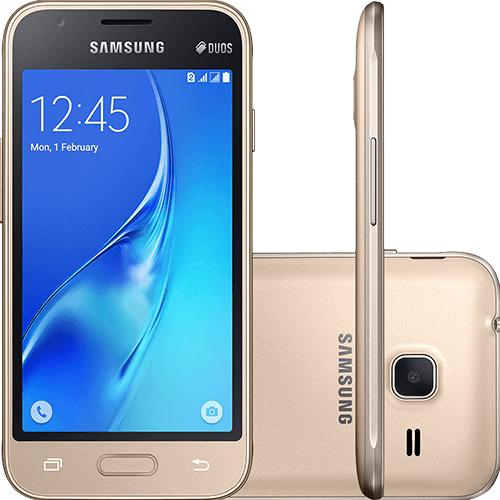 Tamanhos, Medidas e Dimensões do produto Smartphone Samsung Galaxy J1 Mini Dual Chip Android 5.1 Tela 4" 8GB 3G Wi-Fi Câmera 5MP - Dourado