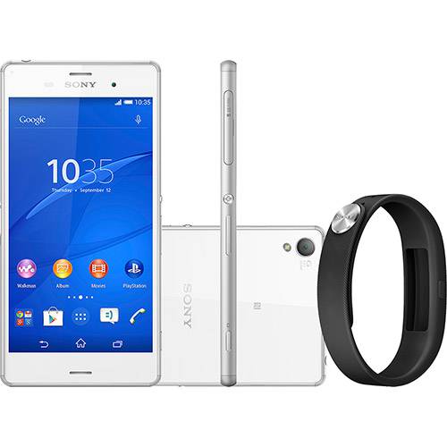 Tamanhos, Medidas e Dimensões do produto Smartphone Sony Xperia Z3 Desbloqueado Android 4.4 Tela 5.2" 16GB 4GWi-Fi Câmera 20.7MP - Branco + Pulseira SmartBand