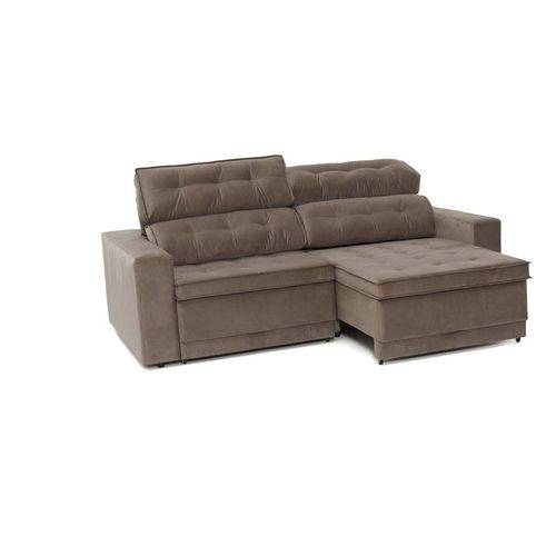 Tamanhos, Medidas e Dimensões do produto Sofa 4 Lugares Net Biondi Assento Retratil e Reclinavel Suede Marrom 2,34M (L) - Netsofas