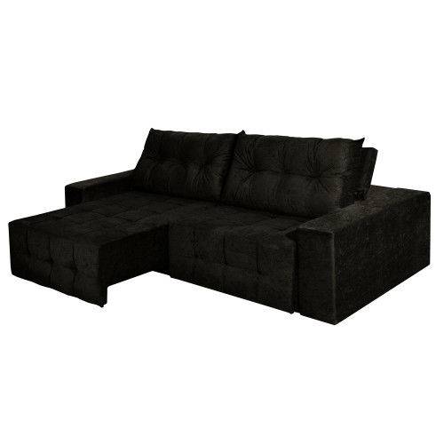 Tamanhos, Medidas e Dimensões do produto Sofá 4 Lugares Portinari Retrátil e Reclinável Suede Amassado Preto - Rifletti