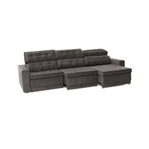 Tamanhos, Medidas e Dimensões do produto Sofa 6 Lugares Net Biondi Assento Retratil e Reclinavel Suede Cinza 3,31M (L) - Netsofas