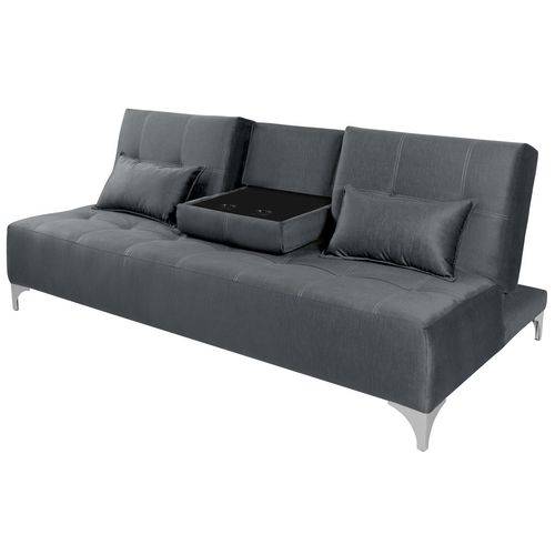 Tamanhos, Medidas e Dimensões do produto Sofa Cama Berlim com Mesinha - Essencial Estofados Reclinável Suede Liso - Cinza