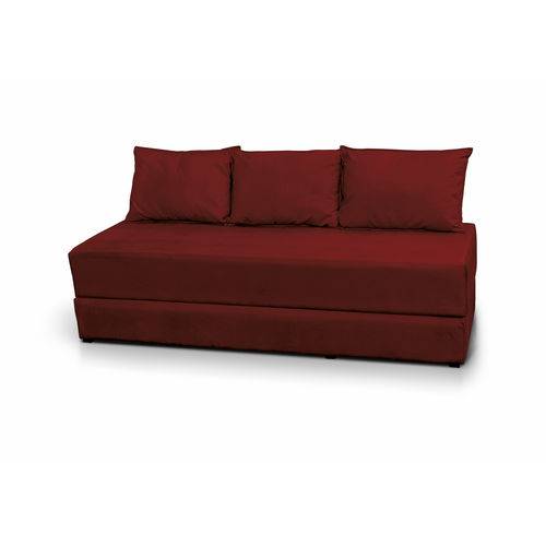 Tamanhos, Medidas e Dimensões do produto Sofá Cama Bicama Maio Móveis 03 Lugares Slim Suede Vermelho