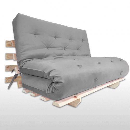 Tamanhos, Medidas e Dimensões do produto Sofa Cama Casal Futon Oriental Cinza com Madeira Maciça