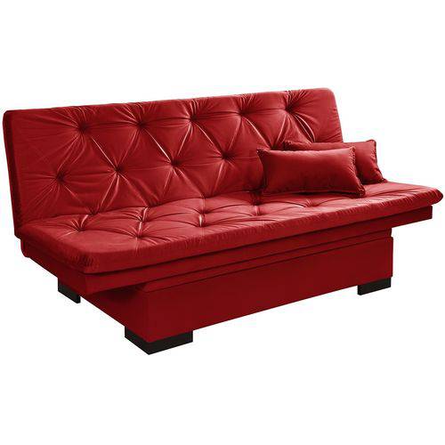 Tamanhos, Medidas e Dimensões do produto Sofa Cama com Bau Valentim - Essencial Estofados Reclinável Suede Liso - Vermelho