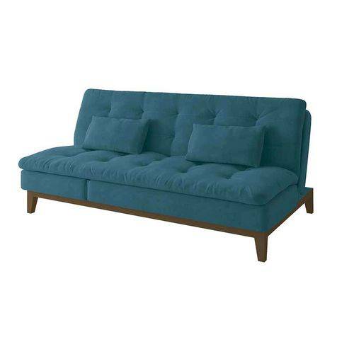 Tamanhos, Medidas e Dimensões do produto Sofá-cama 3 Lugares Casal Amanda com Chaise e Pés de Madeira Suede Azul