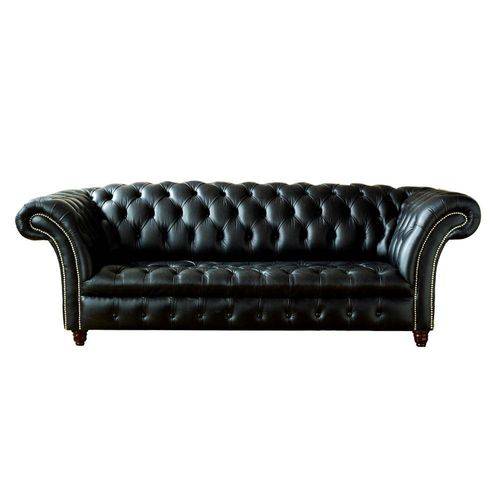 Tamanhos, Medidas e Dimensões do produto Sofa Chesterfield 3lug. Modelo B Couro Natural Preto