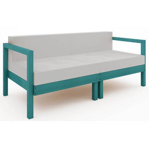 Tamanhos, Medidas e Dimensões do produto Sofá 2 Lugares Componível com Almofadas Lazy Stain Azul - Mão & Formão