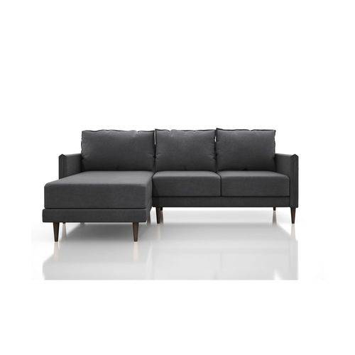 Tamanhos, Medidas e Dimensões do produto Sofa 3 Lugares Net Sharp Fixo com Chaise Grafite 2,27M (L) - Netsofas