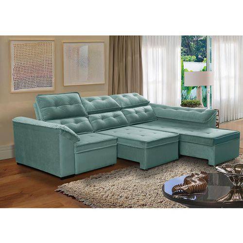 Tamanhos, Medidas e Dimensões do produto Sofá 3 Lugares Retrátil e Reclinável Dallas com Chaise 2,90m Verde - Megasul