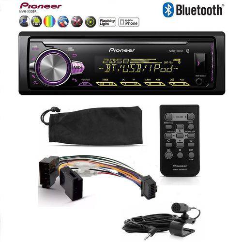 Tamanhos, Medidas e Dimensões do produto Som Automotivo Radio Mp3 para Carro Pioneer Mvh-x30br Bluetooth USB Mixtrax