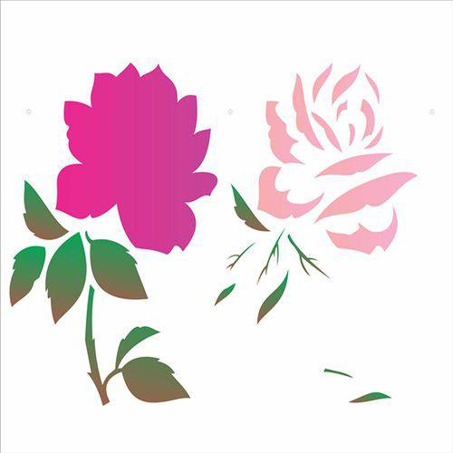 Tamanhos, Medidas e Dimensões do produto Stencil de Acetato para Pintura Opa 20 X 25 Cm –1881 – Flor Rosa