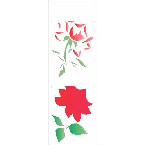 Tamanhos, Medidas e Dimensões do produto Stencil de Acetato para Pintura Opa 10 X 30 Cm – 1869 – Flor Rosa