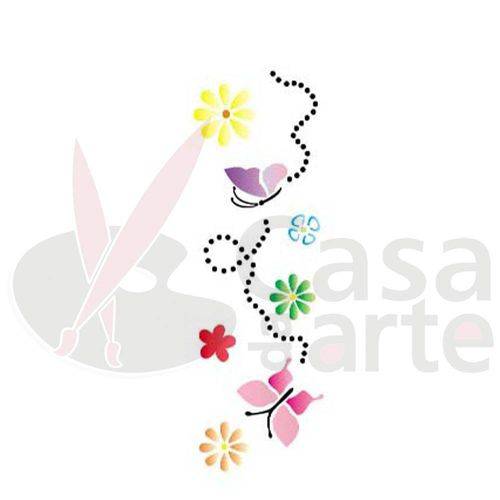 Tamanhos, Medidas e Dimensões do produto Stencil de Acetato para Pintura Opa 10 X 30 Cm - 480 Borboletas e Flores Iii