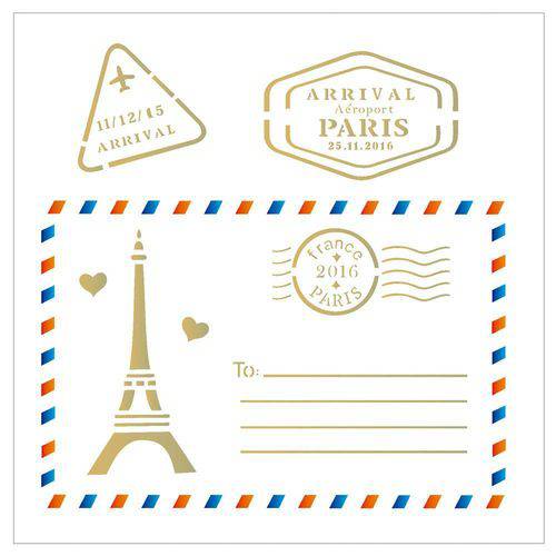 Tamanhos, Medidas e Dimensões do produto Stencil de Acetato para Pintura Opa 14 X 14 Cm - 2008 Cartão Postal Paris