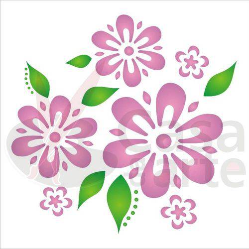 Tamanhos, Medidas e Dimensões do produto Stencil de Acetato para Pintura Opa 14 X 14 Cm - 1056 Flores e Folhas