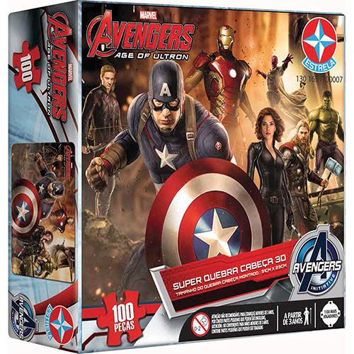 Tamanhos, Medidas e Dimensões do produto Super Quebra-Cabeça 3D Avengers 100 Peças - Estrela