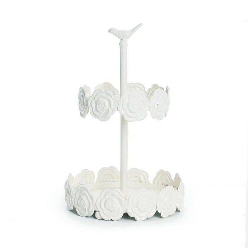 Tamanhos, Medidas e Dimensões do produto Suporte para Cupcake/Doces Cake 2 Andares Branco Borda Rosas - 32 X 20 Cm