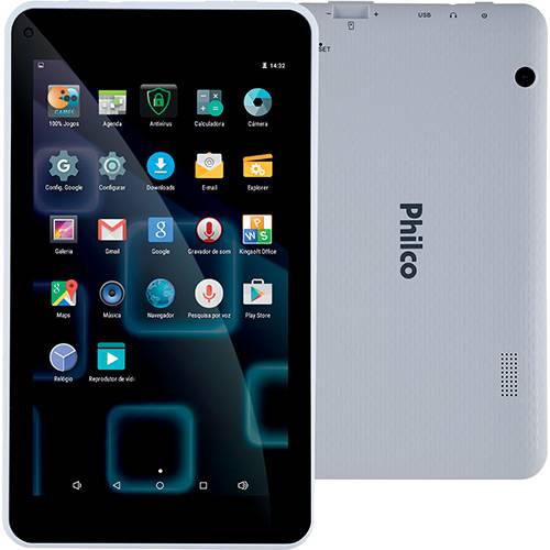 Tamanhos, Medidas e Dimensões do produto Tablet Philco PH70B 8GB Wi-Fi Tela 7" Android 5.1 Processador Quad-Core Cortex A7 - 1.2Ghz - Branco