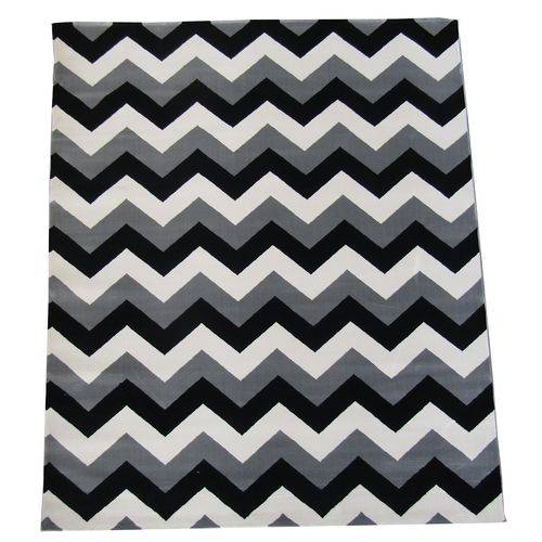 Tamanhos, Medidas e Dimensões do produto Tapete Chevron Zigzag Branco com Preto para Sala e Quarto 150x200cm