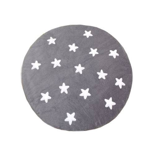 Tamanhos, Medidas e Dimensões do produto Tapete de Pelúcia Redondo Estrelas Cinza e Branco (1,10 X 1,10m)