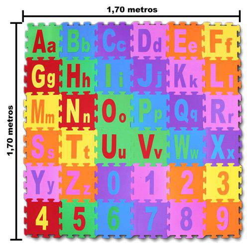 Tamanhos, Medidas e Dimensões do produto Tapete Eva Alfabeto Numeros Educativo Criança Infantil