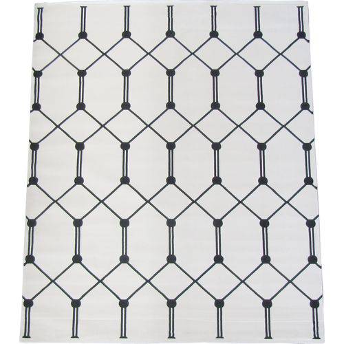 Tamanhos, Medidas e Dimensões do produto Tapete Grid Branco com Preto Geométrico para Sala e Quarto 100x150cm