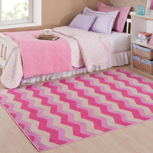 Tamanhos, Medidas e Dimensões do produto Tapete Infantil Jumper - Chevron Pink 1,00m X 1,50m - Corttex