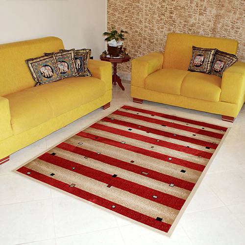 Tamanhos, Medidas e Dimensões do produto Tapete Marbella Illusione Acqua Retangular Vermelho 98x150cm - Rayza