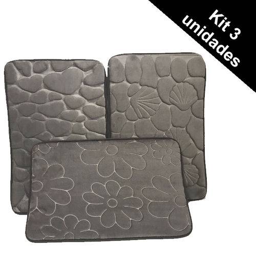 Tamanhos, Medidas e Dimensões do produto Tapete Memory Foam DAZ Cinza - KIT com 3 Unidades - Estampas Variadas