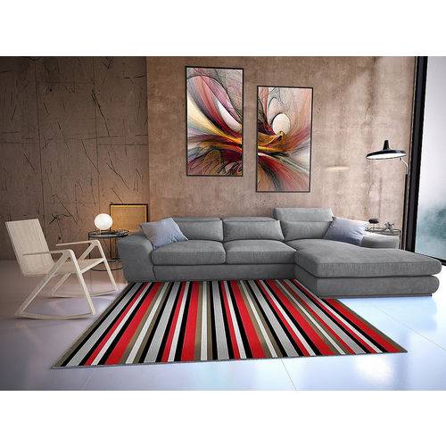 Tamanhos, Medidas e Dimensões do produto Tapete Saturs Moderno Listrado Vermelho 100 X 140 Cm