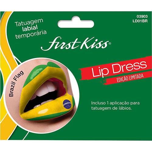 Tamanhos, Medidas e Dimensões do produto Tatuagem Labial First Kiss Bandeira do Brasil Lip Dress