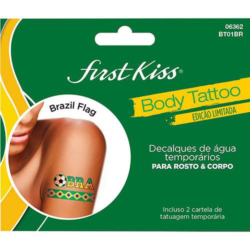 Tamanhos, Medidas e Dimensões do produto Tatuagem para Rosto e Corpo Temporária First Kiss Bandeira do Brasil