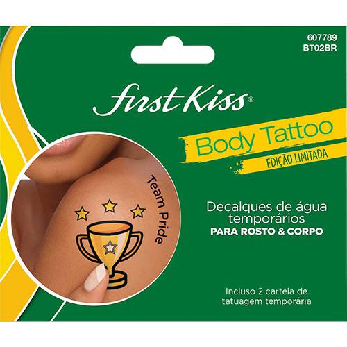 Tamanhos, Medidas e Dimensões do produto Tatuagem para Rosto e Corpo Temporária First Kiss Team Pride