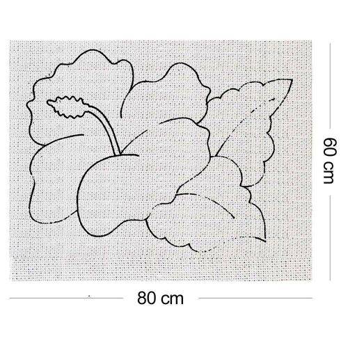 Tamanhos, Medidas e Dimensões do produto Tecido Algodão Cru Riscado 80x60cm Flor de Hibisco