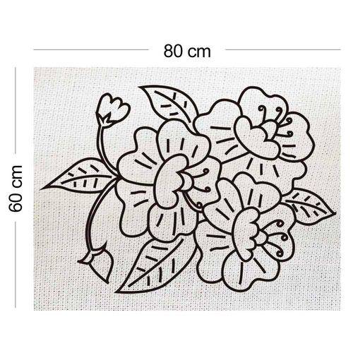 Tamanhos, Medidas e Dimensões do produto Tecido Algodão Cru Riscado 80x60cm Flor de Papoulas