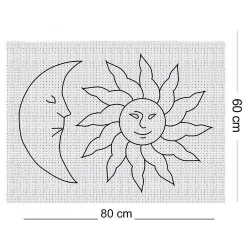 Tamanhos, Medidas e Dimensões do produto Tecido Algodão Cru Riscado 80x60cm Sol e Lua