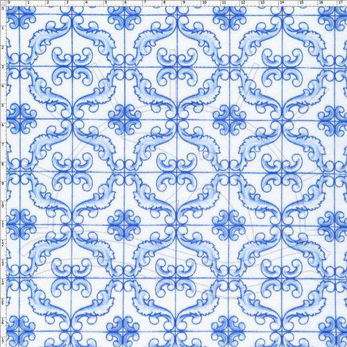 Tamanhos, Medidas e Dimensões do produto Tecido Estampado para Patchwork - 30556 Composê Azulejo Português Azul Cor 01 (0,50x1,40)