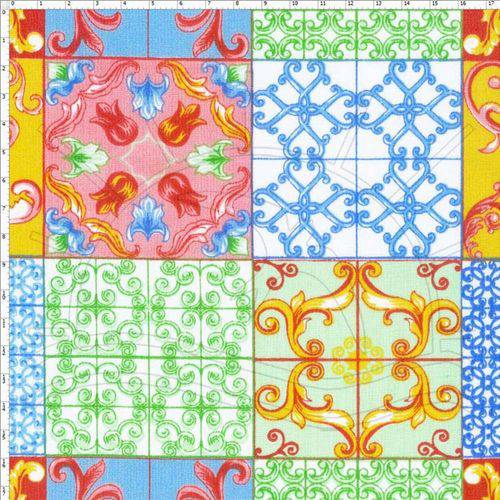 Tamanhos, Medidas e Dimensões do produto Tecido Estampado para Patchwork - 30557 Azulejo Português Cor 01 (0,50x1,40)
