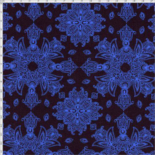 Tamanhos, Medidas e Dimensões do produto Tecido Estampado para Patchwork - 30658 Mandala Azul Cor 01 (0,50x1,40)