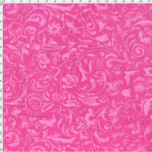 Tamanhos, Medidas e Dimensões do produto Tecido Estampado para Patchwork - Arabesco Rosa 3 Escuro (0,50x1,40)