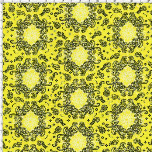 Tamanhos, Medidas e Dimensões do produto Tecido Estampado para Patchwork - Bandana Amarelo Cor 01 (0,50x1,40)