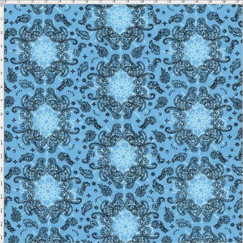 Tamanhos, Medidas e Dimensões do produto Tecido Estampado para Patchwork - Bandana Azul Cor 02 (0,50x1,40)