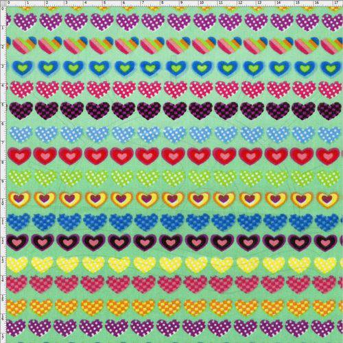 Tamanhos, Medidas e Dimensões do produto Tecido Estampado para Patchwork - Candy Corações Verde Claro Cor 02 (0,50x1,40)
