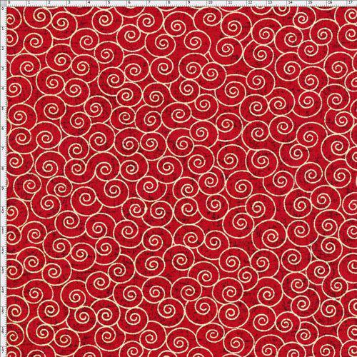 Tamanhos, Medidas e Dimensões do produto Tecido Estampado para Patchwork - Caracol com Textura Vermelho Cor 01 (0,50x1,40)