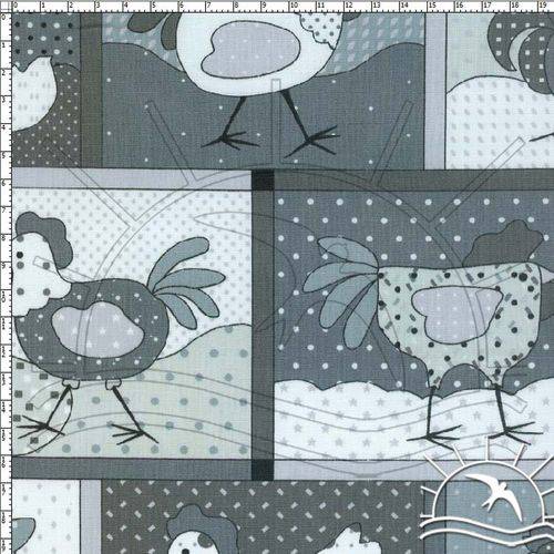 Tamanhos, Medidas e Dimensões do produto Tecido Estampado para Patchwork - Chicken Preto 02 (0,50x1,40)