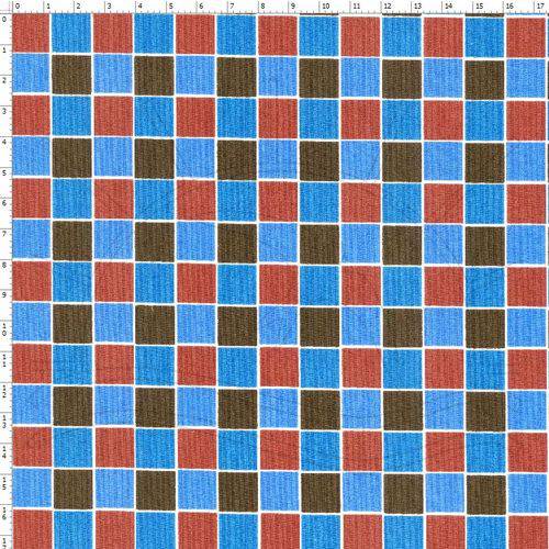 Tamanhos, Medidas e Dimensões do produto Tecido Estampado para Patchwork - Coleção Quad. Azul/Marrom Cor 01 Lu021 (0,50x1,40)